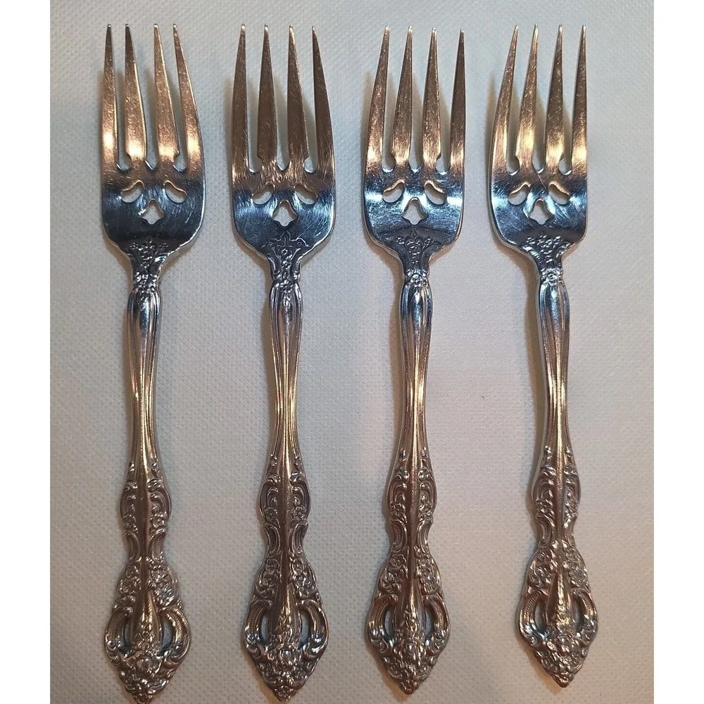 Vintage Oneida Michelangelo Stainless Steel Dessert Fork Set Of 4